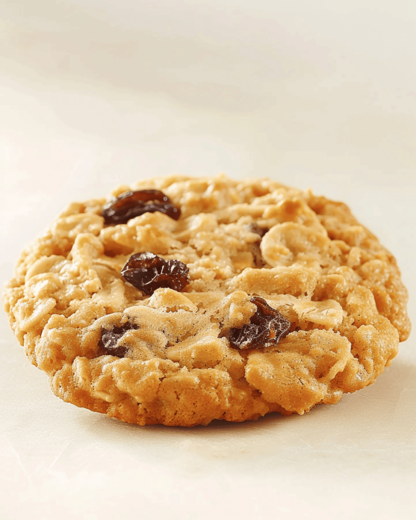 Nut-free oatmeal raisin cookie on a light background