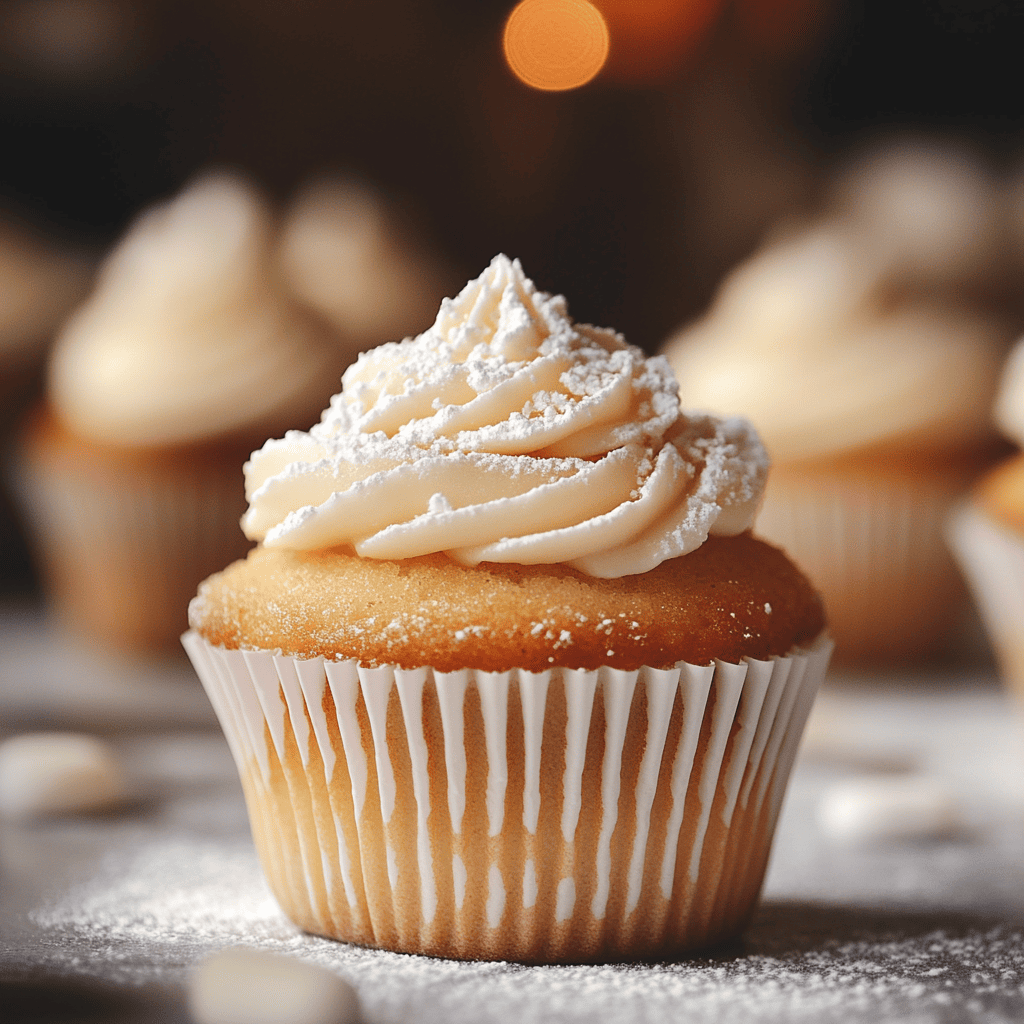 Nut-free vanilla cupcake with white frosting and colorful sprinkles in a striped liner